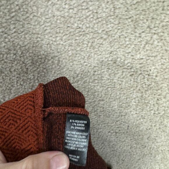 Betabrand Dress Yoga‎ Pants Petite Medium Rust Jacquard Diamond Pull On Straight - Picture 11 of 12